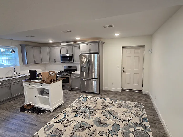 the lower level kitchen and side door entrance