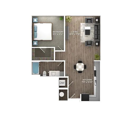 Floor plan One Bedroom A2