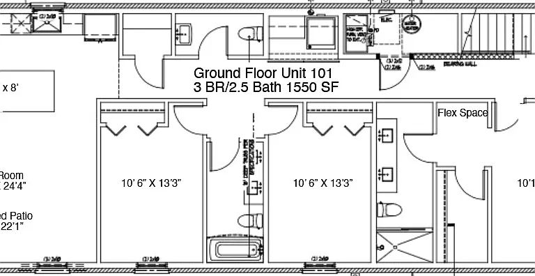 Ground Floor Unit 101 Floor Plan