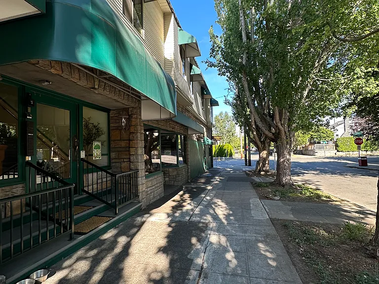 Tree lined West Crockett Street.