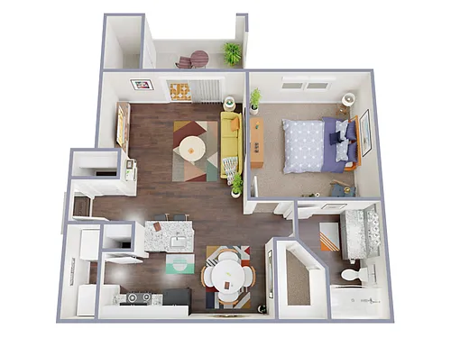 Floor plan 1 Bed, 1 Bath A (80% Income Restricted)