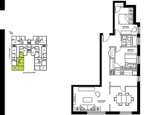 Floor plan 2 Bedroom - unit 7