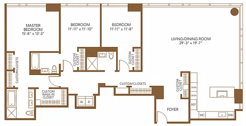 Floor plan 3 Bed 3 Bath PH
