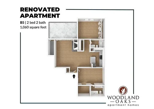 Floor plan 2 Bedroom 2 Bathroom (B5)