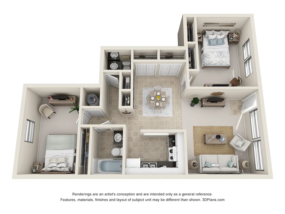 Floor plan 2 Bedroom 1.5 Bathroom Split