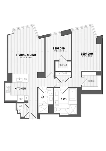 Floor plan 2 Bed/2 Bath Penthouse-PH A1