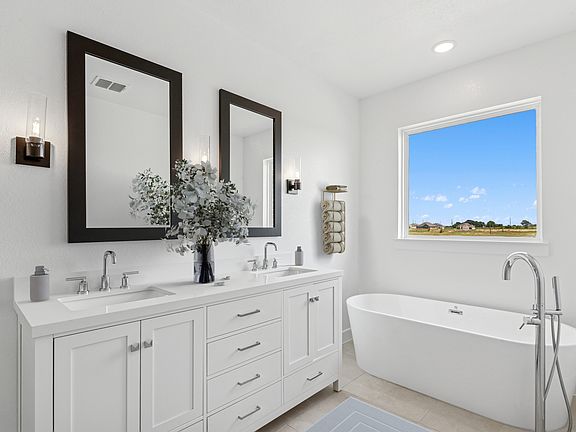 Primary bath with freestanding soaking tub