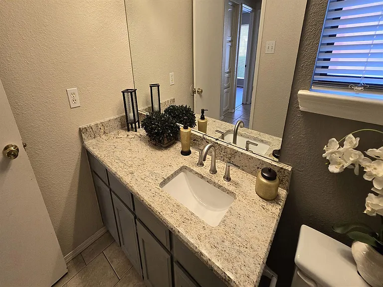 Hall Bath Dressing Area with New Countertop and Sink