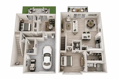 Floor plan The Champion - 2BR + Den Townhome