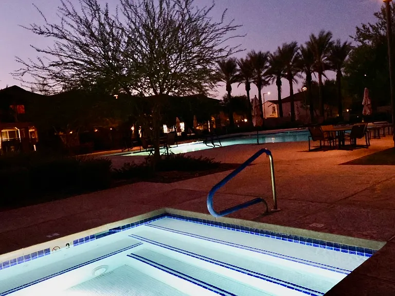 Acacia Grove HOA area less than 100 yards from home. Has lounging area, shaded pavilion with table, jacuzzi and pool, shower and open grass area.
