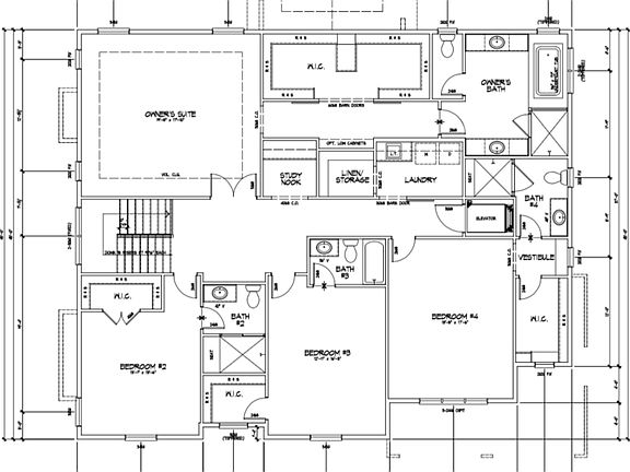 Second floor plan, all bedrooms with private bathrooms