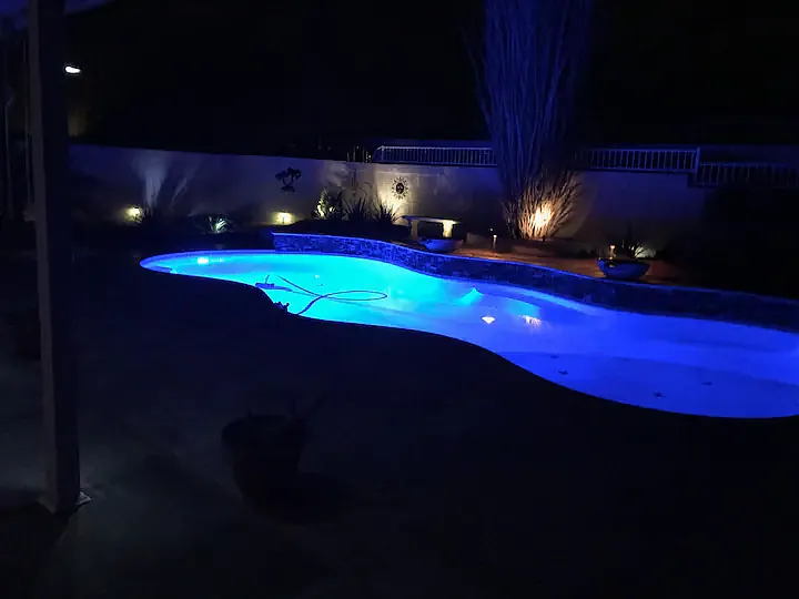 Pool with rotating colored LED light