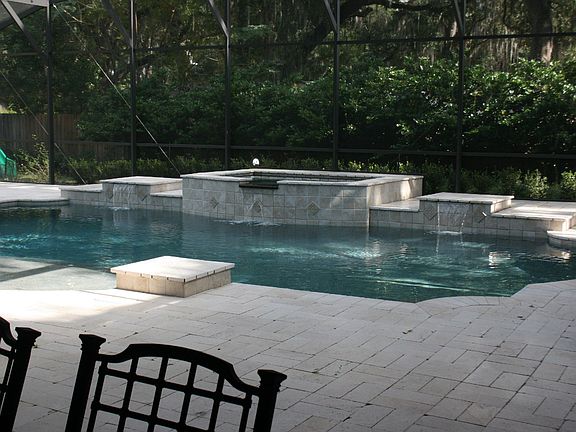 Covered lanai with heated pool and spa