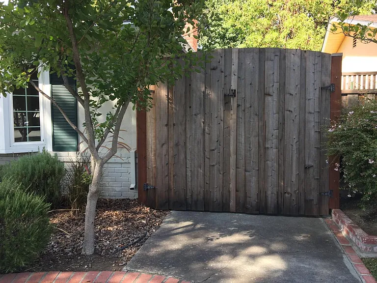 Shed is behind this gate.