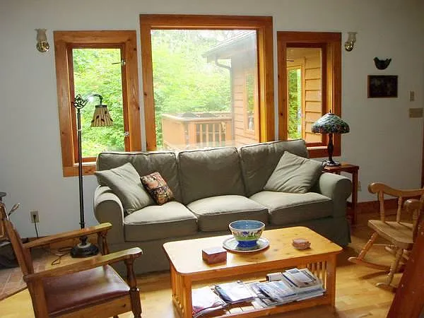Newly refinished maple floors in main room and upstairs bedrooms