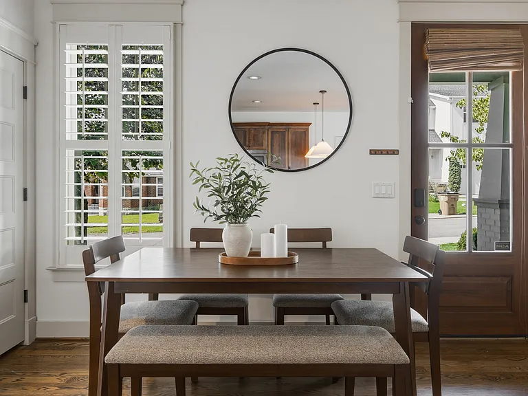 Dining table and seating.