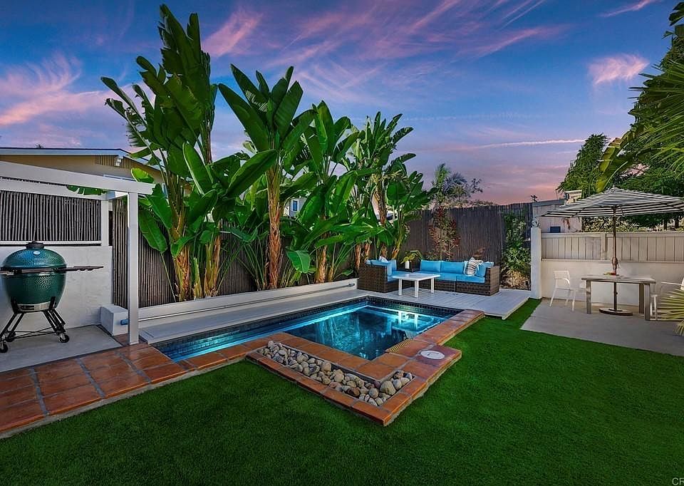 A view of the beautiful cocktail-sized pool in the backyard