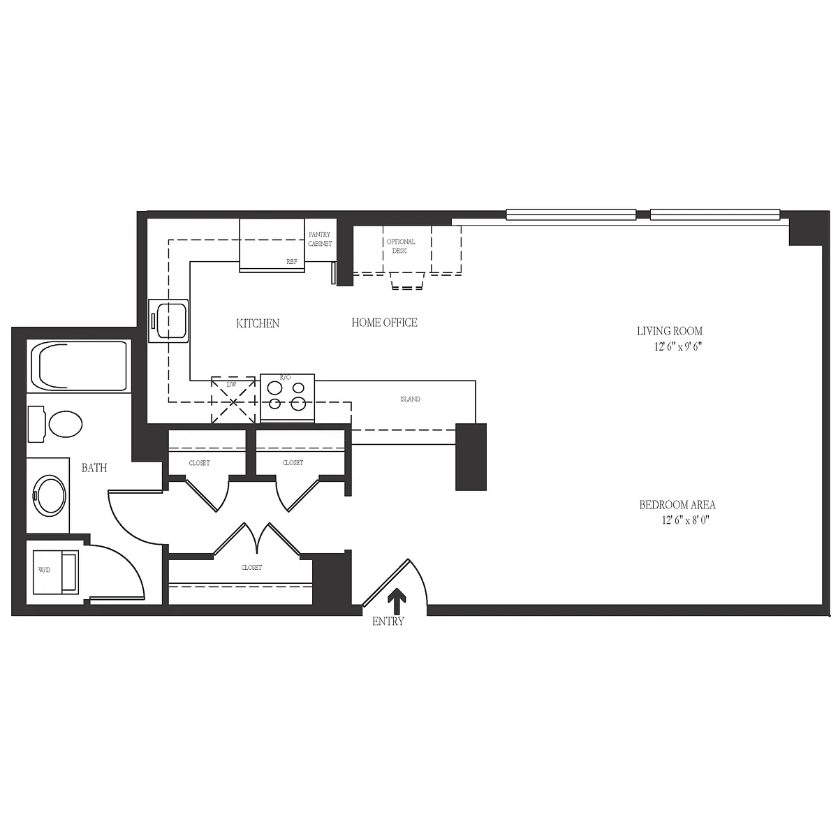 Floor plan Studio 1 Bath 606 SF 01r