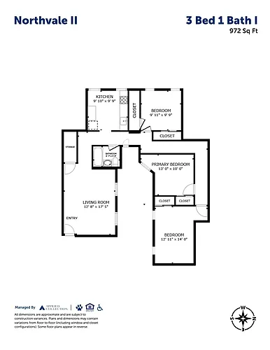 Floor plan 3 Bed 1 Bath I