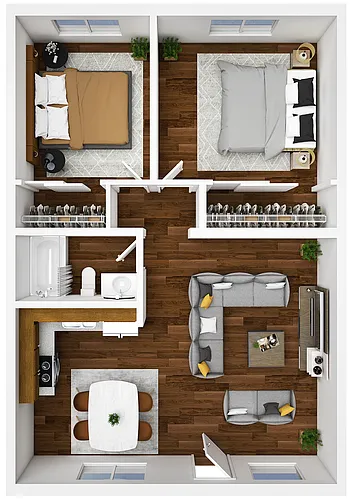 Floor plan Two Bedroom, One Bath