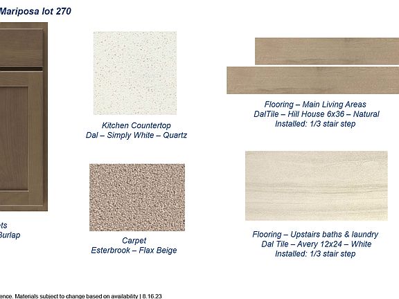 Images are for general reference. Materials subject to change based on availability