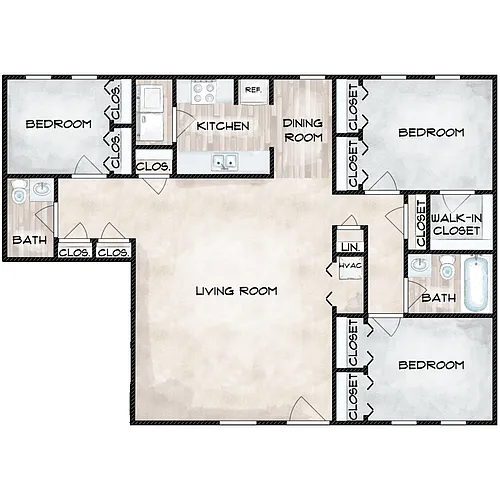 Floor plan Three Bedroom
