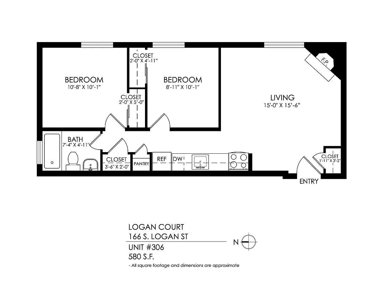Floor plan 2-Bedroom-Hardwood