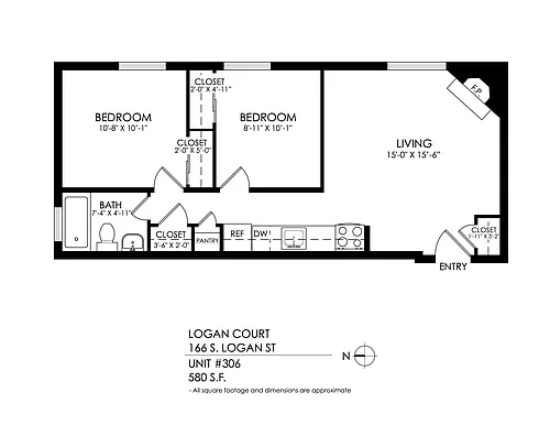 Floor plan 2-Bedroom-Hardwood