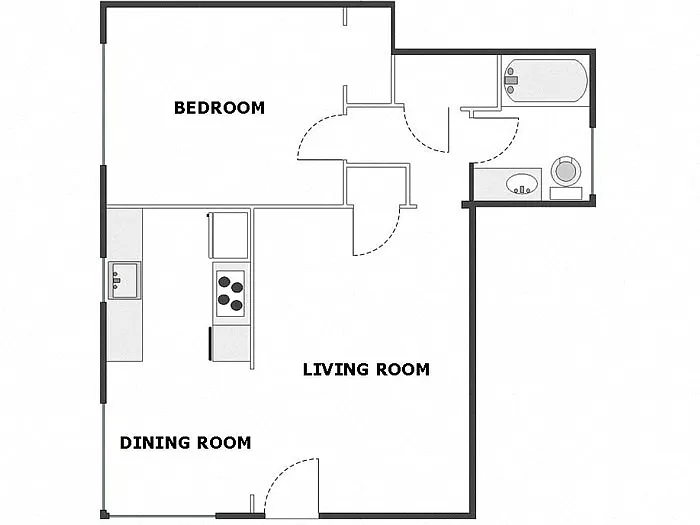 Floor plan 1 Bed / 1 Bath: Type A