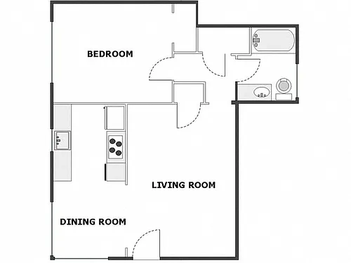 Floor plan 1 Bed / 1 Bath: Type A