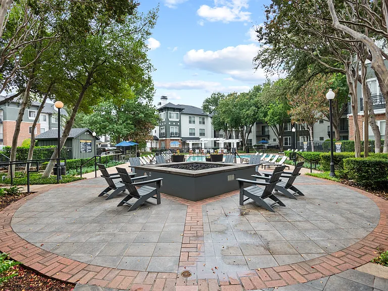 Community outdoor firepit at Mission Gate in Plano TX