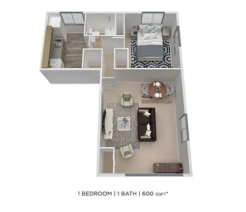 Floor plan One Bedroom - 600 sqft