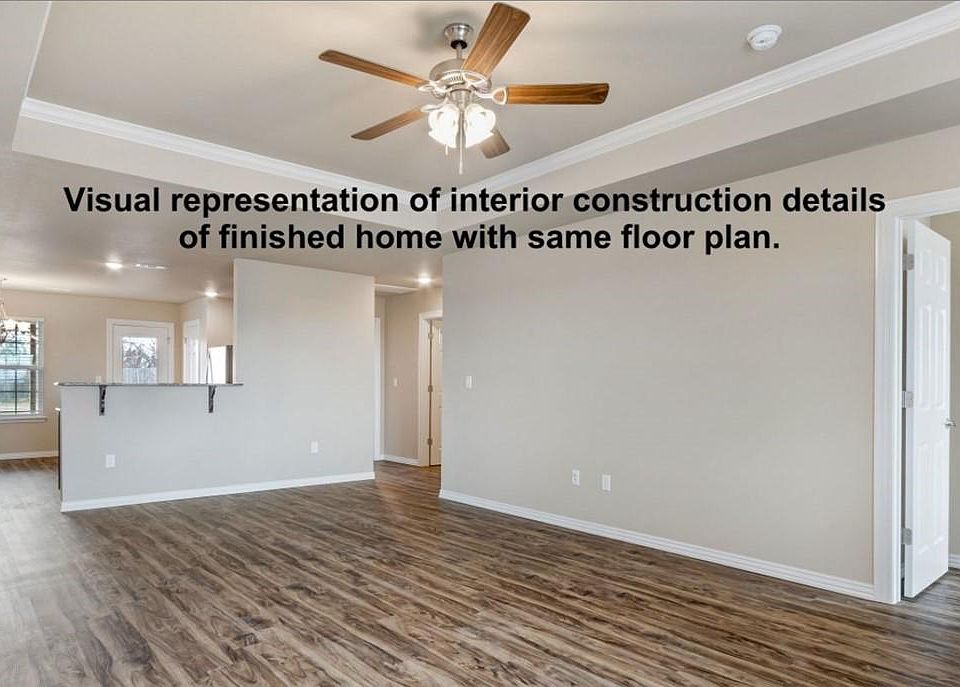 Living room and kitchen without furniture.