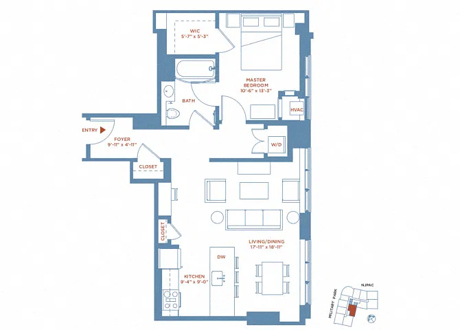 Floor plan 1 Bed/1 Bath