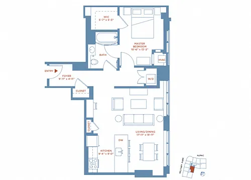Floor plan 1 Bed/1 Bath