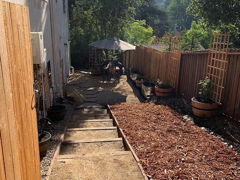 Patio & walkway from above