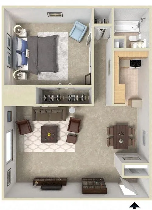 Floor plan 1 Bedroom 1 Bath