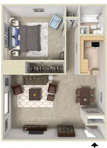 Floor plan 1 Bedroom 1 Bath - Renovated