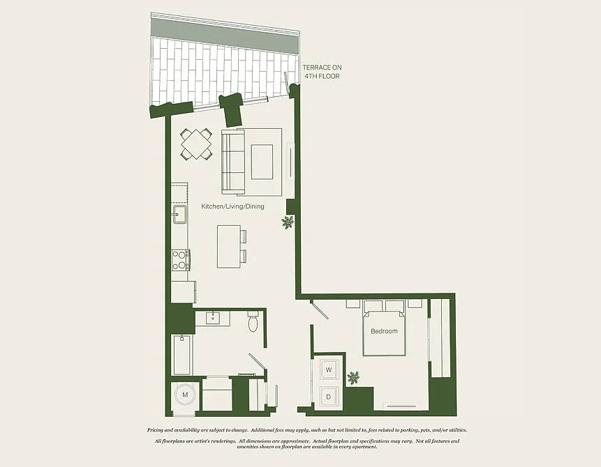 Floor plan 1 Bed- 1 Bath | A14 - Reva