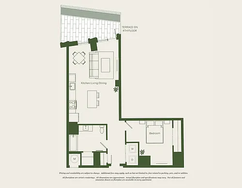Floor plan 1 Bed- 1 Bath | A14 - Reva