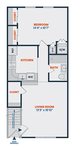 Floor plan 1 Bed | 1 Bath | Lux