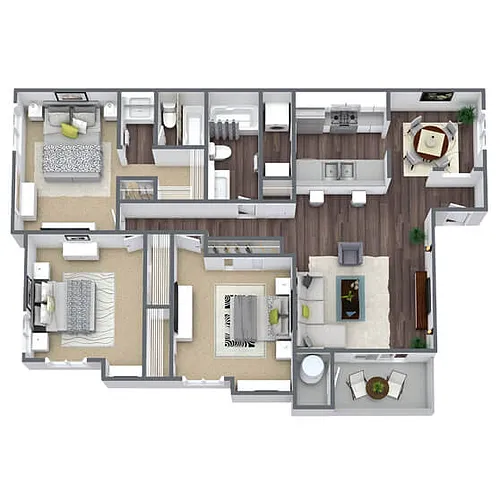 Floor plan C1: 3 Bed 2 Bath