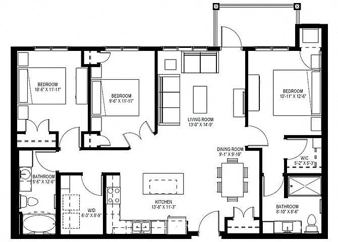 Floor plan Three Bedroom A