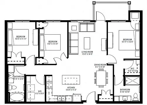 Floor plan Three Bedroom A