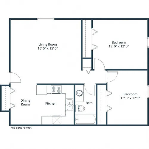 Floor plan Two Bedroom 21A