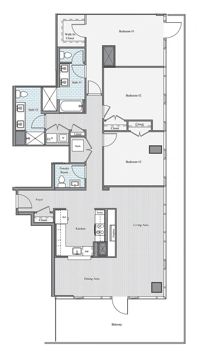 Floor plan 3 BR C Penthouse