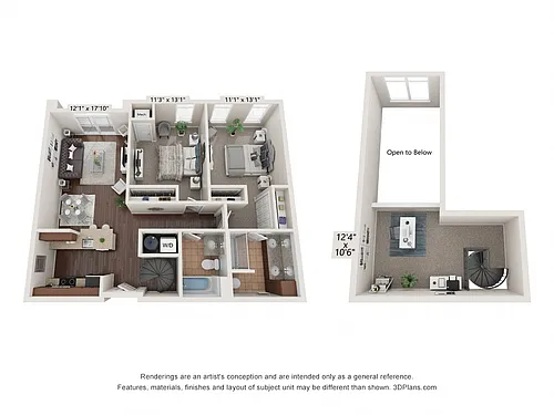 Floor plan Two Bedroom Loft
