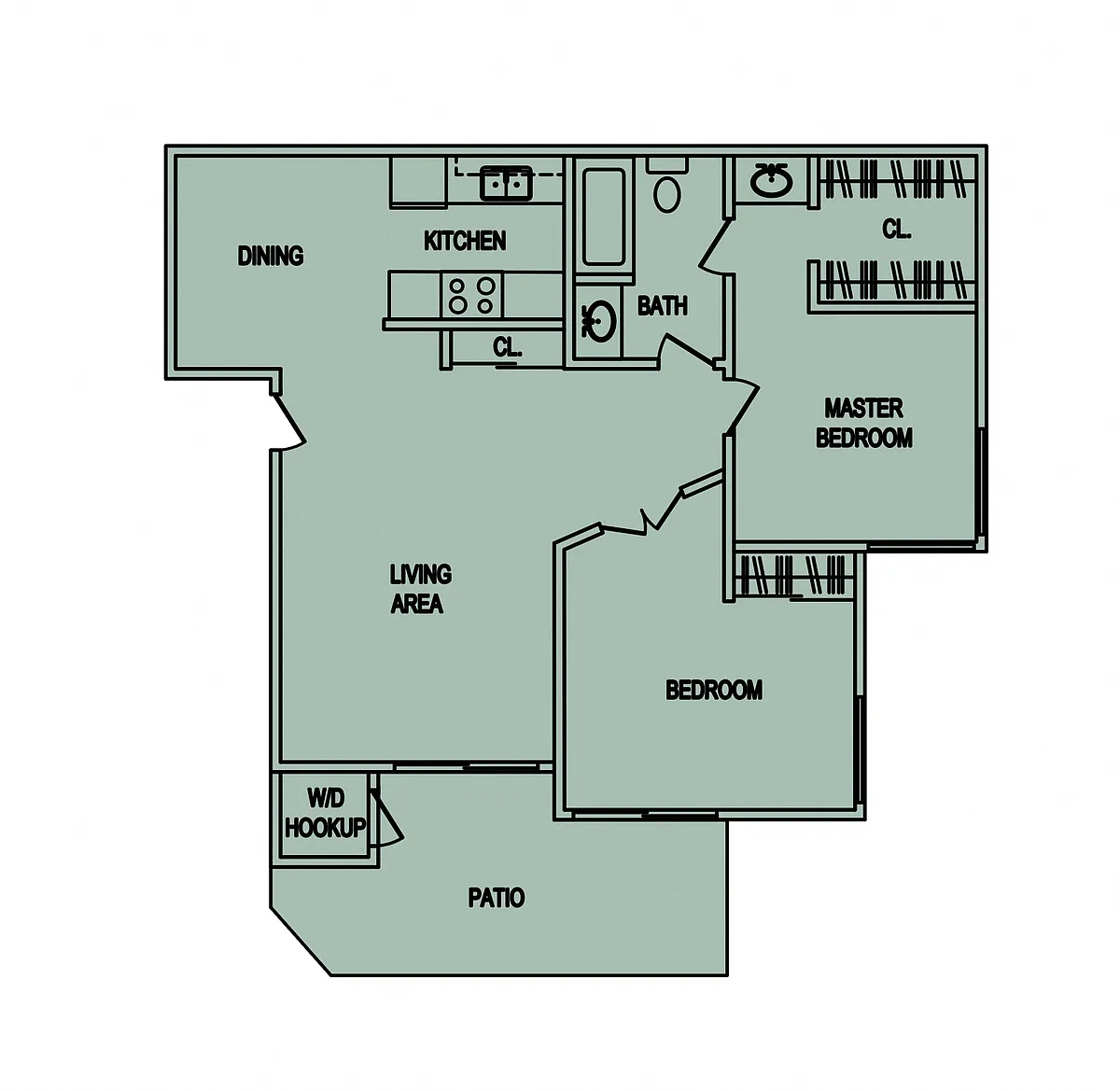 Floor plan 2 Bedroom/ 1 Bath