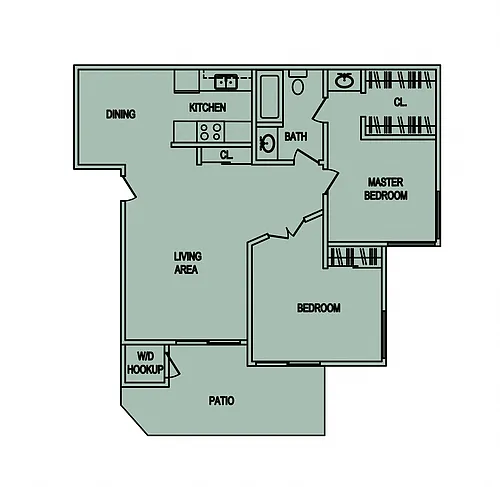 Floor plan 2 Bedroom/ 1 Bath