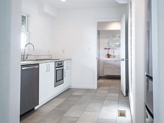 View from living room through kitchen and on to the bathroom